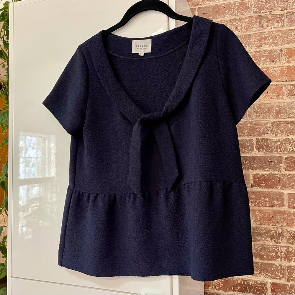 Sezane Indra blouse in Marine, Sz. 36